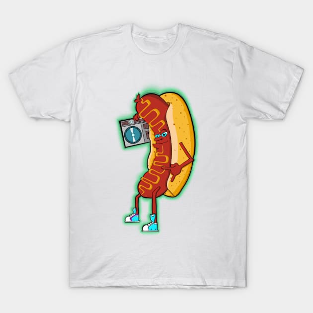 Rocking Hot Dog T-Shirt by Art by Nabes